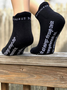 Philippians 4:13 Low Rise Quarter Length Socks