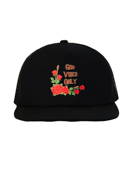 God Vibes Only Black Trucker Hat