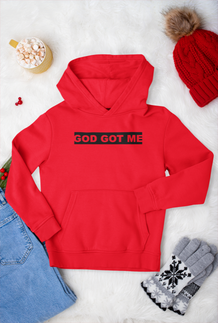 Red OG Box Log Hooded Sweatshirt – God Got Me Store